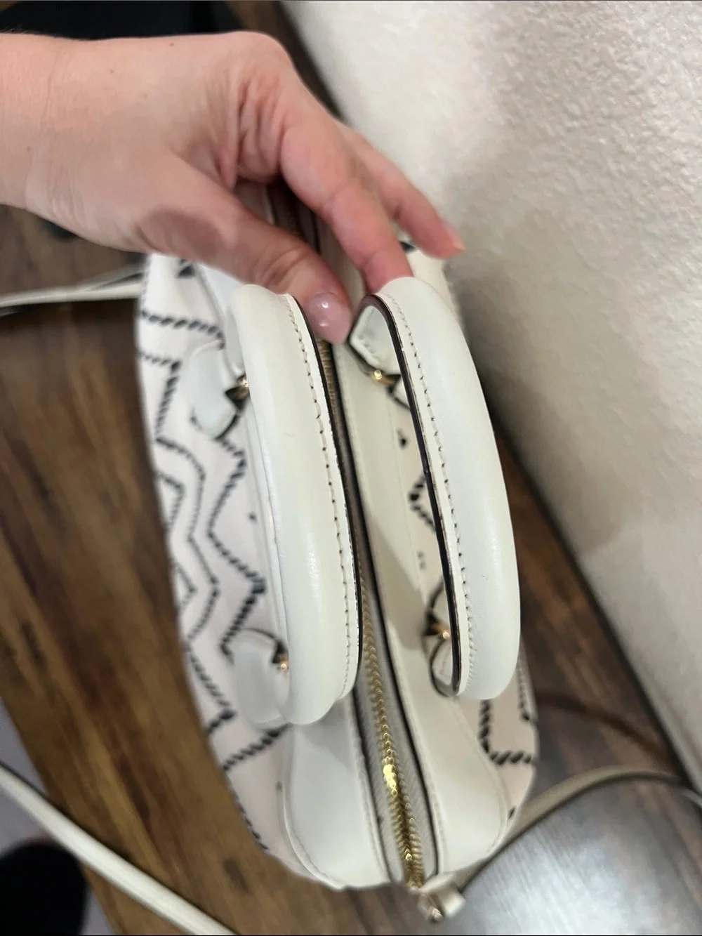 Coach White and Black Chevron Mini Bennett (F49055)
